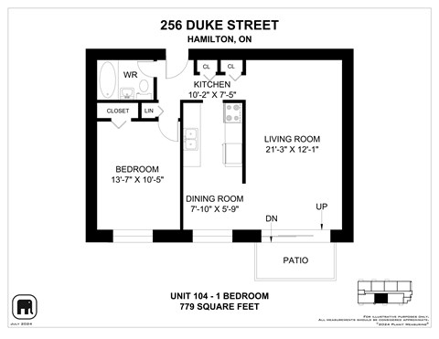 A floor plan for a 104 unit apartment building at 256 Duke Street, Hamilton, ON.